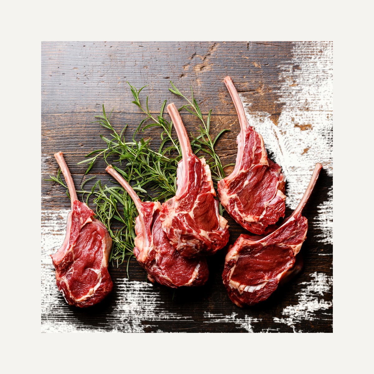 Raw halal goat chops